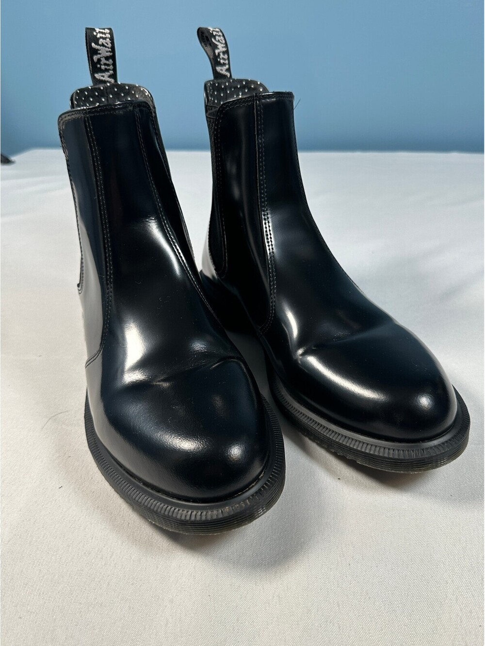 Dr Martens Flora Black Polished Smooth Leather Chelsea Boots Women's Size 11